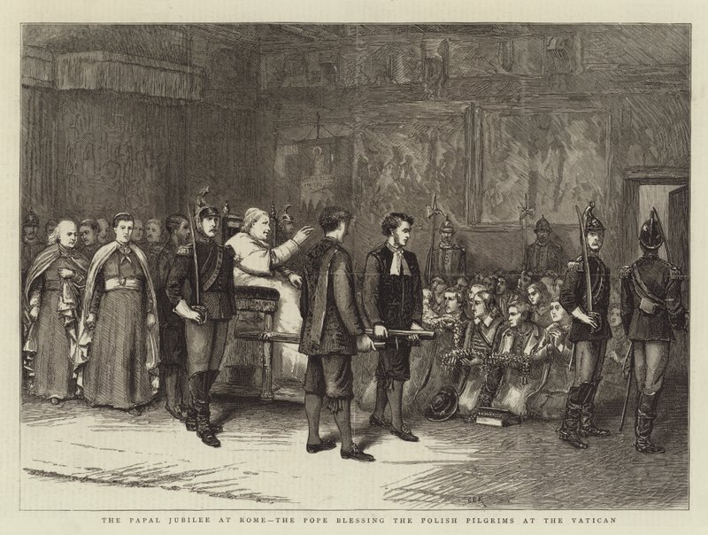Il Giubileo Papale a Roma, il Papa benedice i pellegrini polacchi in Vaticano da George Goodwin Kilburne