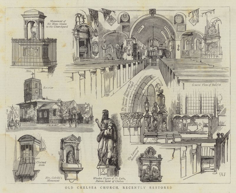 Vecchia chiesa di Chelsea, recentemente restaurata da George Kingston Jones