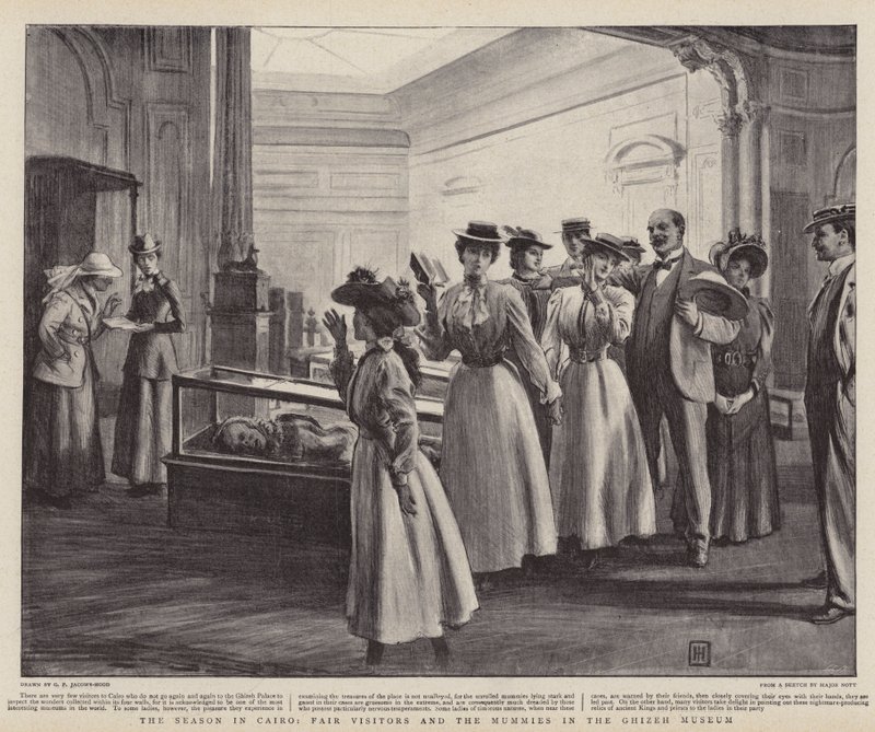 La Stagione al Cairo, Visitatori alla Fiera e le Mummie nel Museo di Ghizeh da George Percy Jacomb Hood