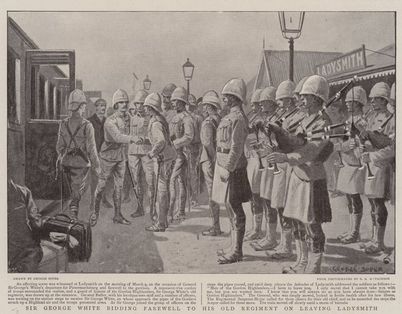 Sir George White saluta il suo vecchio reggimento lasciando Ladysmith da George Soper