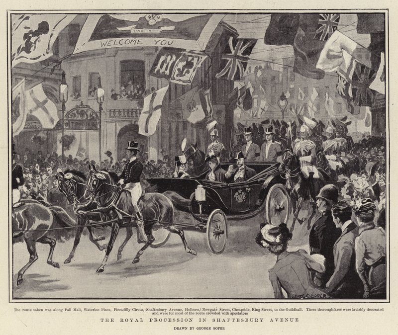La processione reale in Shaftesbury Avenue da George Soper