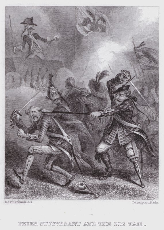Peter Stuyvesant e il codino da George (after) Cruikshank