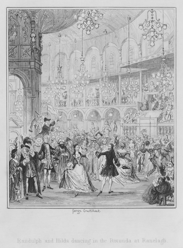 Randulph e Hilda che ballano nella Rotonda di Ranelagh (incisione) da George (after) Cruikshank