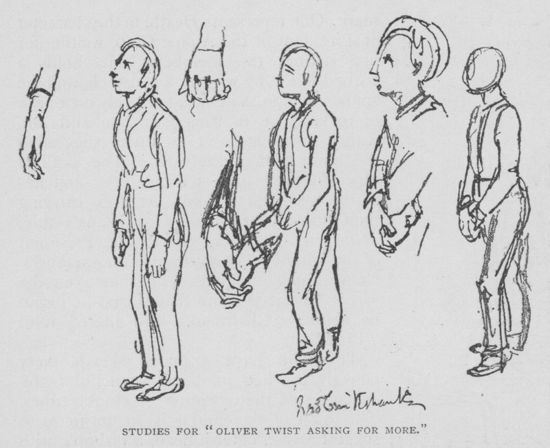 Studi per "Oliver Twist che chiede ancora" da George (after) Cruikshank
