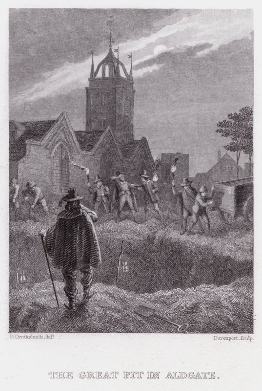 La Grande Fossa ad Aldgate (incisione) da George (after) Cruikshank