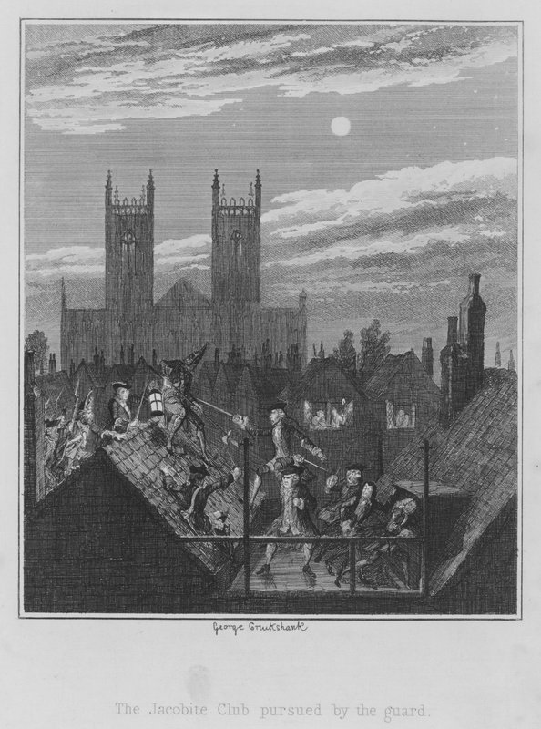 Il Club Giacobita inseguito dalla guardia da George (after) Cruikshank