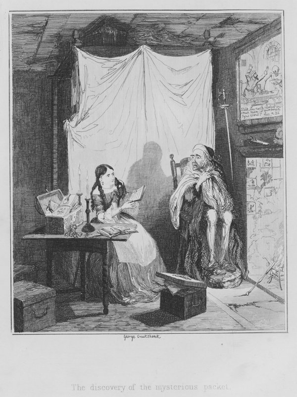 La scoperta del pacchetto misterioso da George (after) Cruikshank
