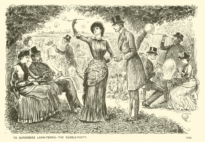 Per sostituire il tennis - la festa delle bolle (incisione) da George (after) Du Maurier