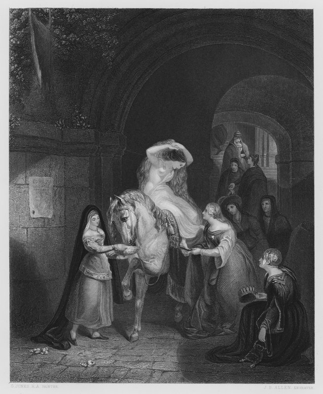 Lady Godiva, dal quadro nella Galleria Vernon da George (after) Jones