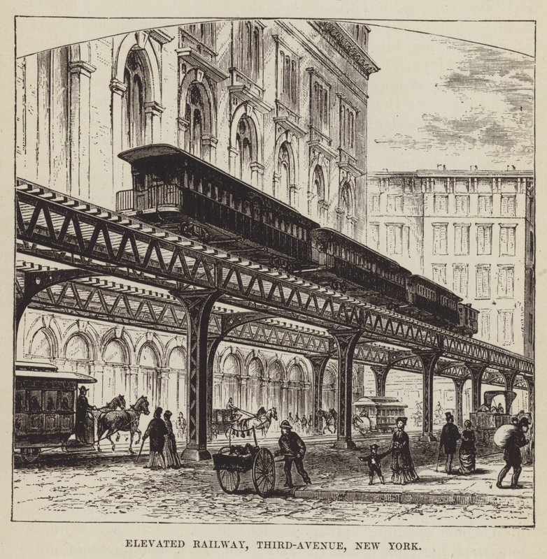 Ferrovia sopraelevata, Third Avenue, New York da George Augustus Sala