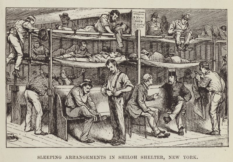 Sistemazioni per dormire nel rifugio Shiloh, New York da George Augustus Sala