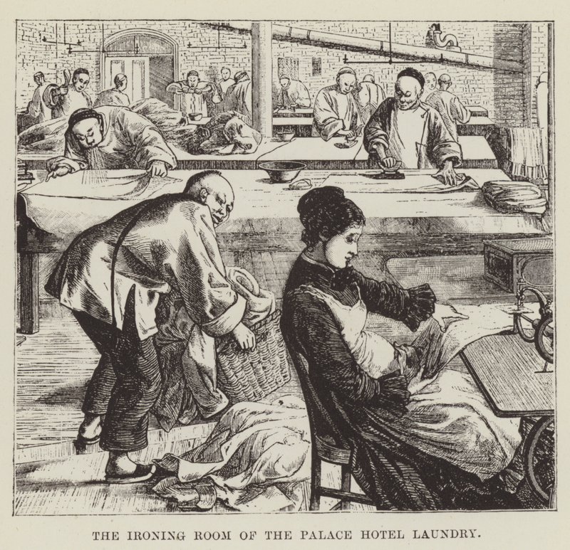 La stireria della lavanderia del Palace Hotel da George Augustus Sala