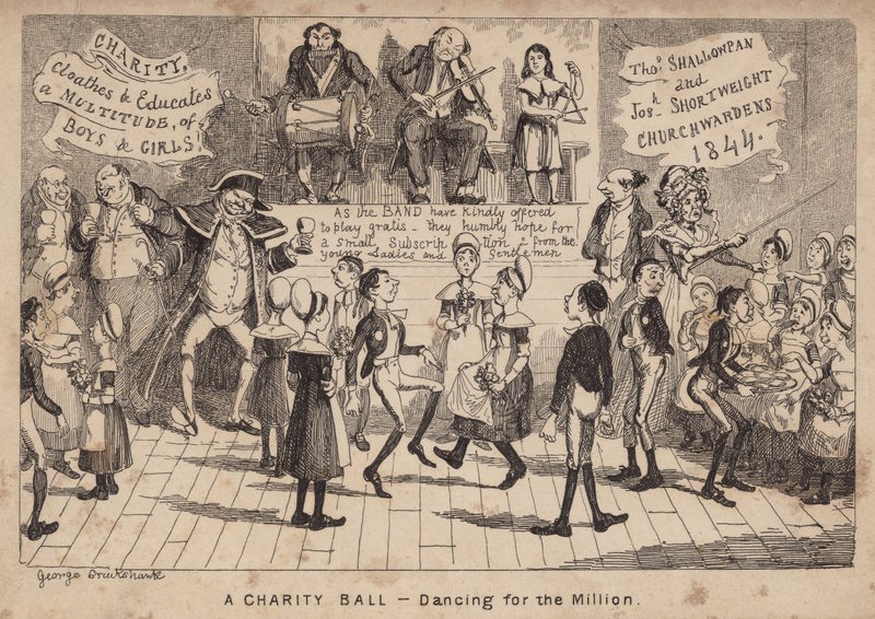 Un ballo di beneficenza - ballare per il milione; caricatura da George Cruikshank