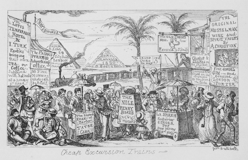 Treni di escursione economici, ovvero il futuro del turismo di massa immaginato (incisione) da George Cruikshank