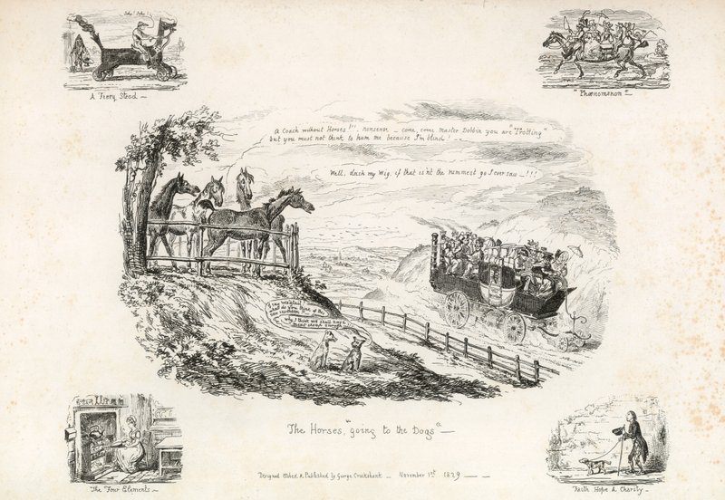 Carro a vapore di Gurney da George Cruikshank