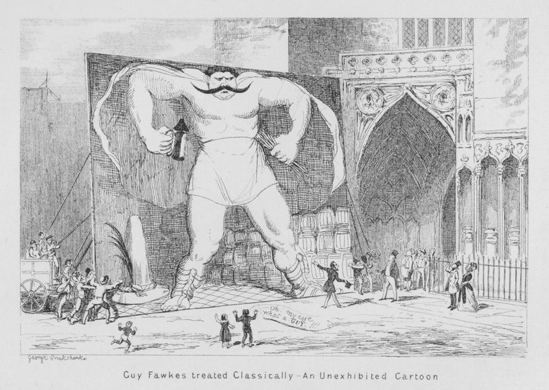 Guy Fawkes trattato classicamente, Un cartone non esposto (incisione) da George Cruikshank