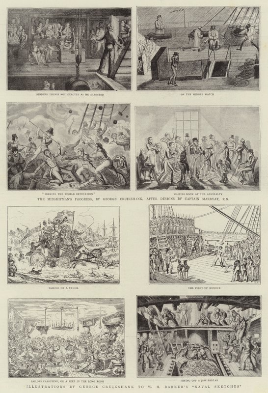 Arte umoristica alla Royal Naval Exhibition da George Cruikshank