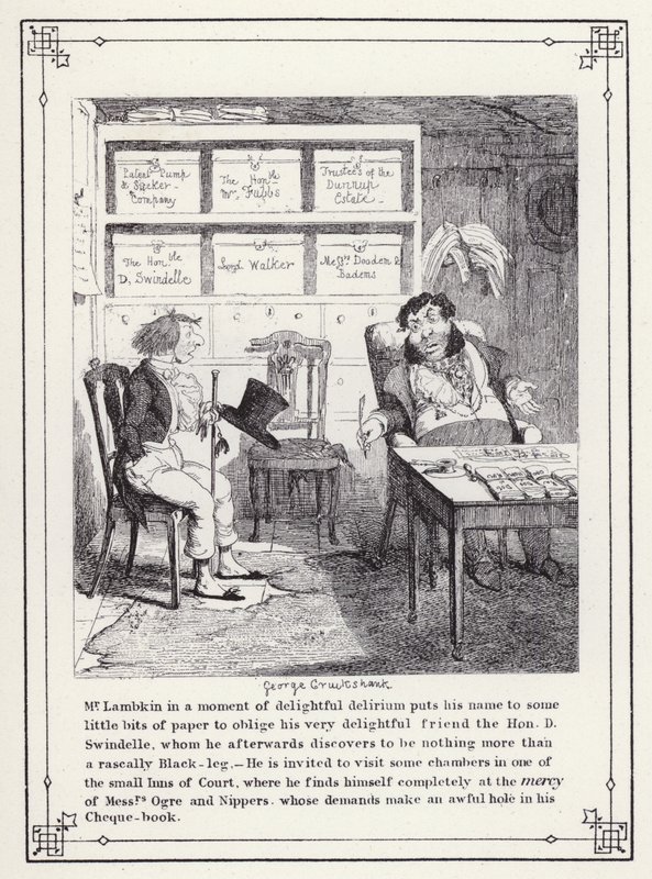 Illustrazione per The Bachelor’s Own Book, o The Progress of Mr Lambkin (Gent) da George Cruikshank