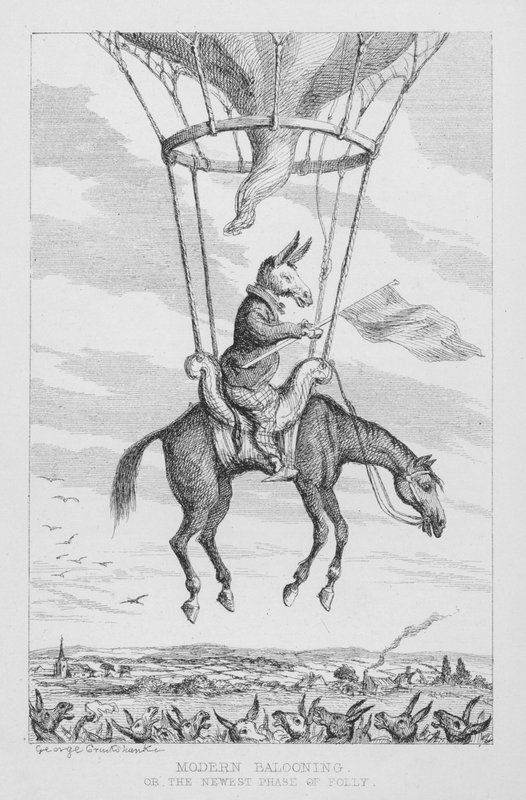 Il moderno volo in mongolfiera, o la fase più recente della follia da George Cruikshank