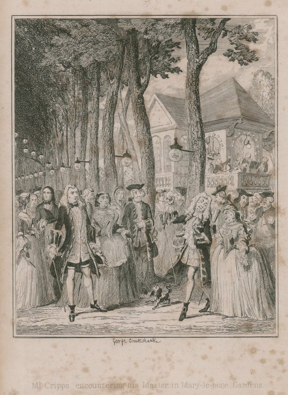 Mr Cripps incontra sua madre nei giardini di Mary-le-bone da George Cruikshank
