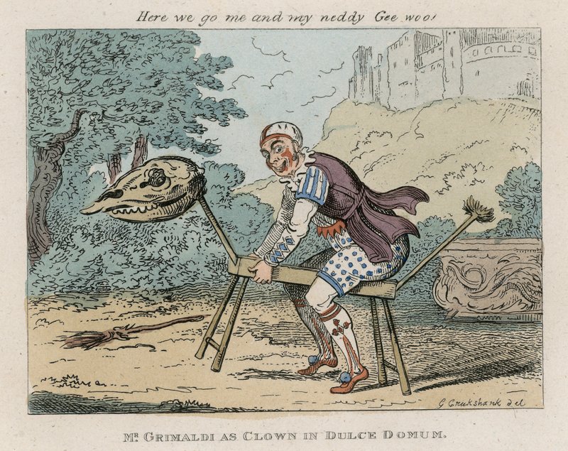 Il signor Joseph Grimaldi come Clown in Dulce Domum da George Cruikshank