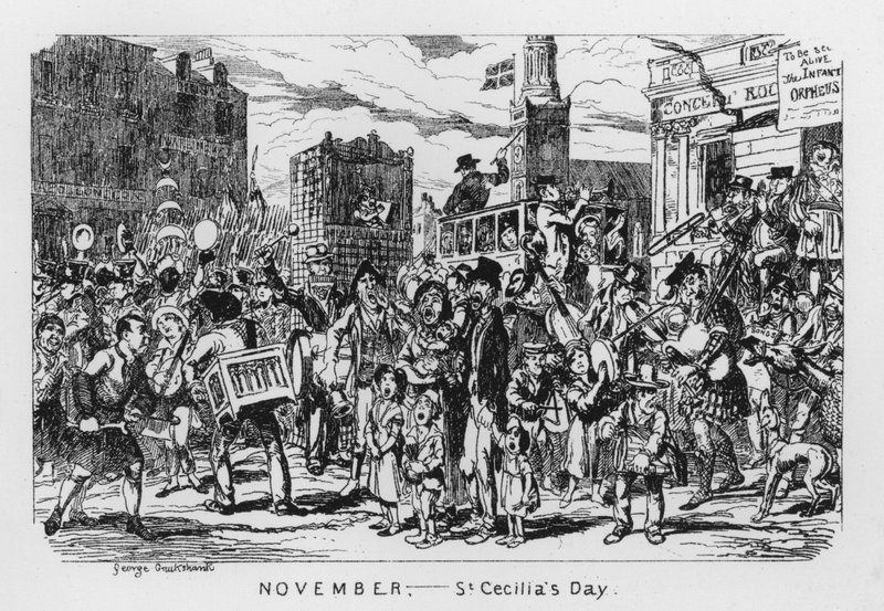 Novembre, Giorno di Santa Cecilia (incisione) da George Cruikshank