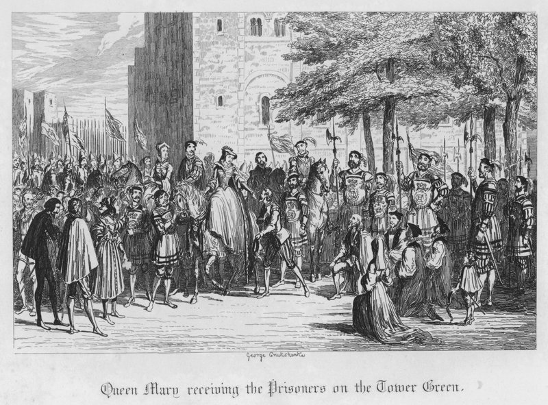 La regina Maria riceve i prigionieri sulla Torre Verde (incisione) da George Cruikshank
