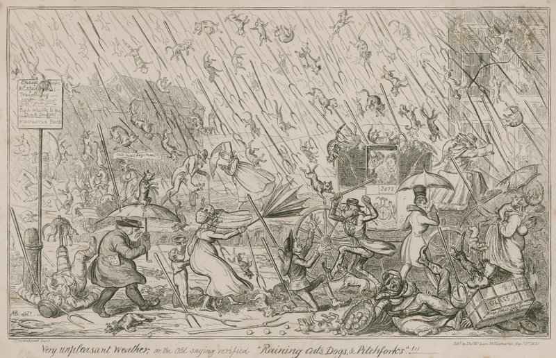 Piovono gatti, cani e forconi da George Cruikshank