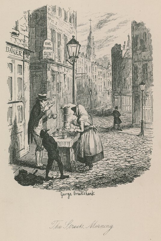 Scena di vita londinese: Le strade - mattina da George Cruikshank