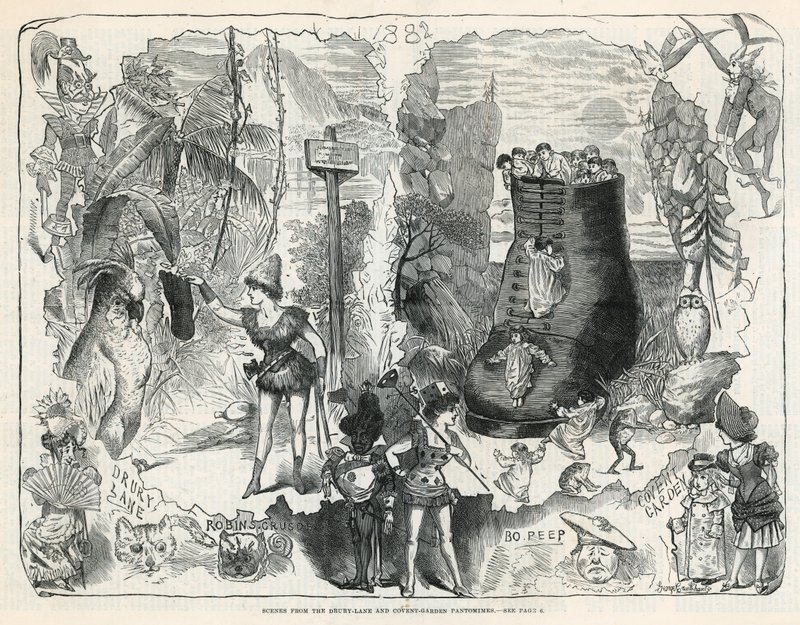 Scene dai pantomimi di Drury Lane e Covent Garden da George Cruikshank