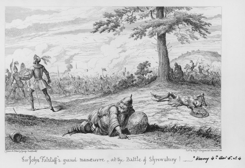 La grande manovra di Sir John Falstaff alla battaglia di Shrewsbury! da George Cruikshank