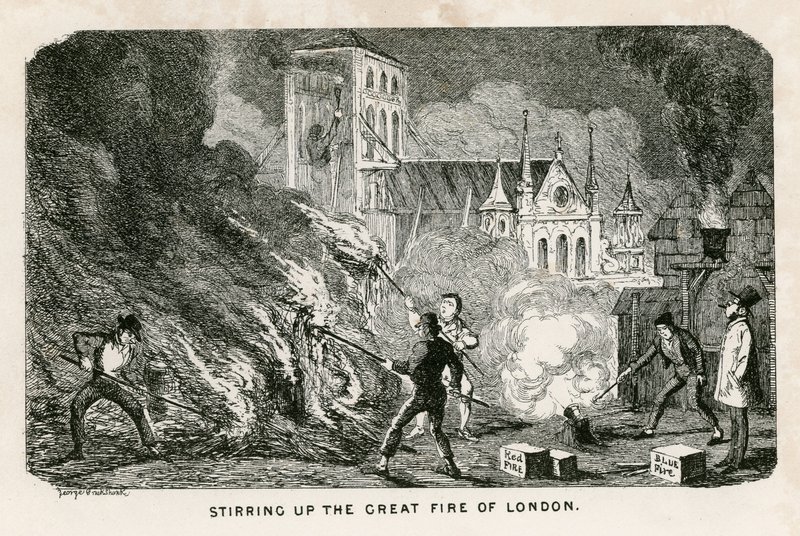 Agitazione durante il Grande Incendio di Londra da George Cruikshank