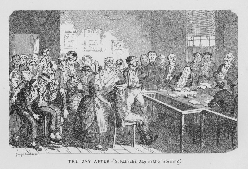 Il Giorno Dopo - La mattina di San Patrizio (incisione) da George Cruikshank