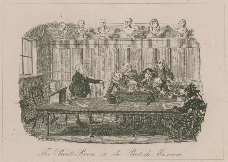 La sala delle stampe nel British Museum da George Cruikshank