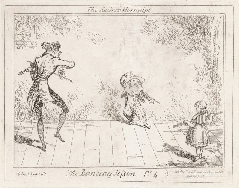 La lezione di danza: la hornpipe del marinaio da George Cruikshank