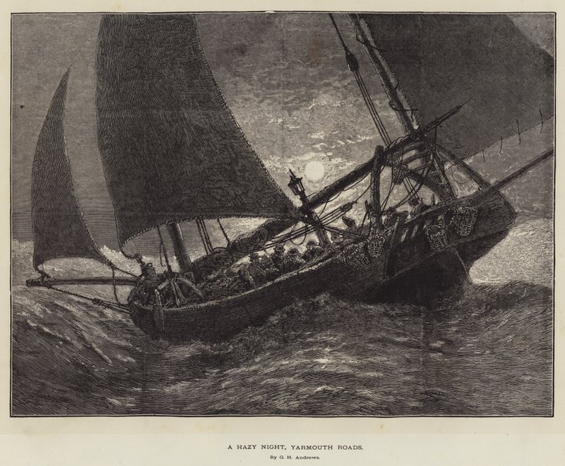 Una notte nebbiosa, Yarmouth Roads da George Henry Andrews