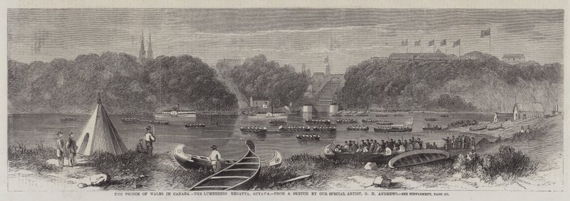 Il Principe di Galles in Canada, la regata dei boscaioli, Ottawa da George Henry Andrews