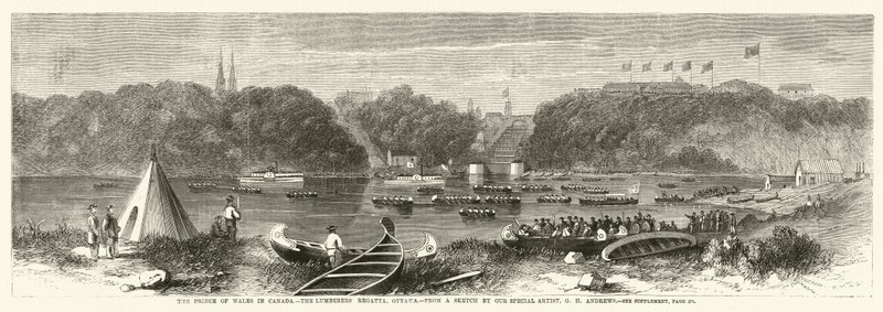 Il principe di Galles in Canada, la regata dei boscaioli, Ottawa da George Henry Andrews