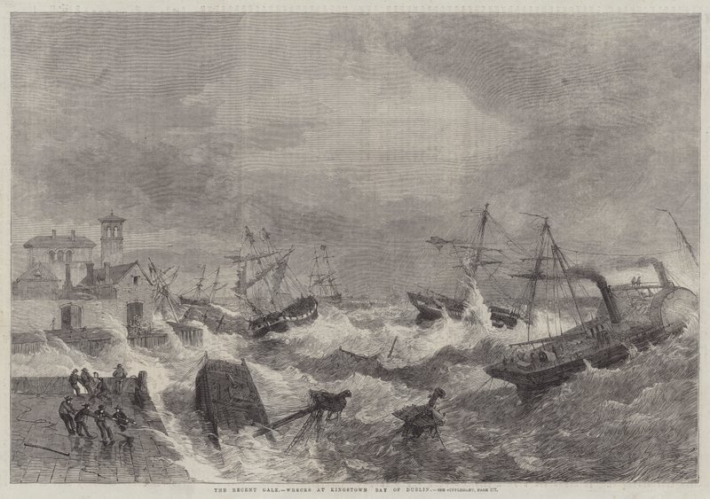 La recente tempesta, naufragi a Kingstown, Baia di Dublino da George Henry Andrews