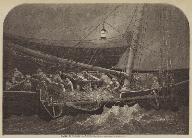 Pesca a strascico nel Mare del Nord di notte da George Henry Andrews