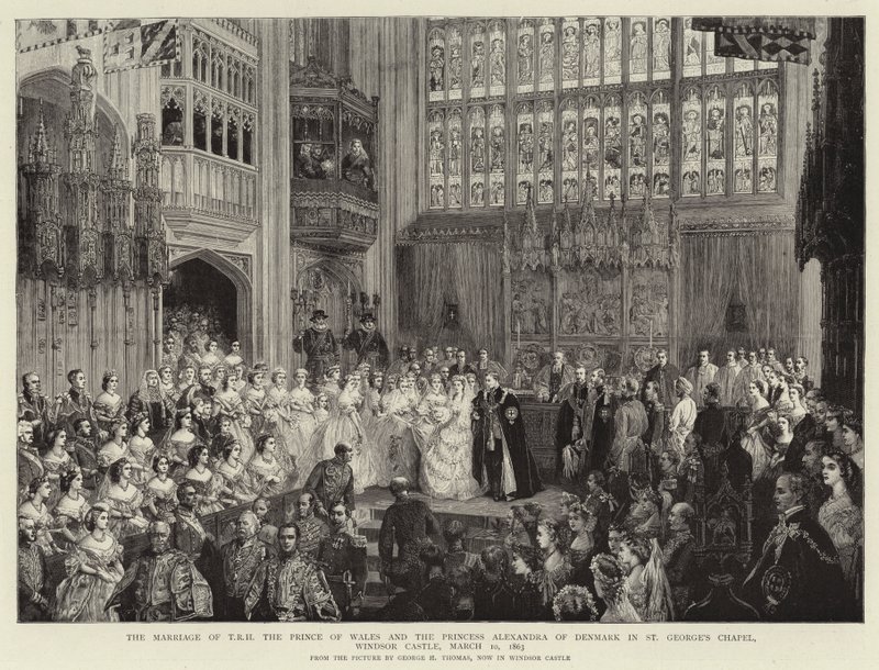 Il matrimonio di T R H Il Principe di Galles e la Principessa Alessandra di Danimarca nella Cappella di San Giorgio, Castello di Windsor, 10 marzo 1863 da George Housman Thomas