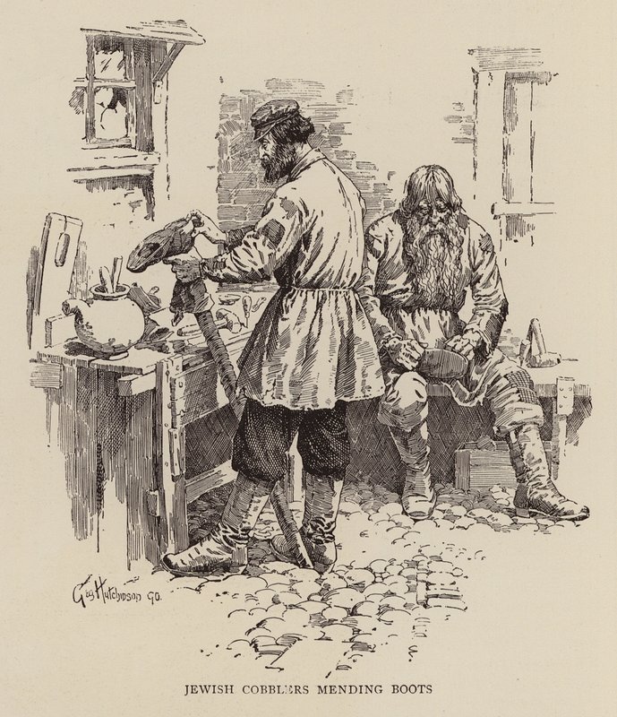 Calzolai ebrei che riparano stivali da George Hutchinson