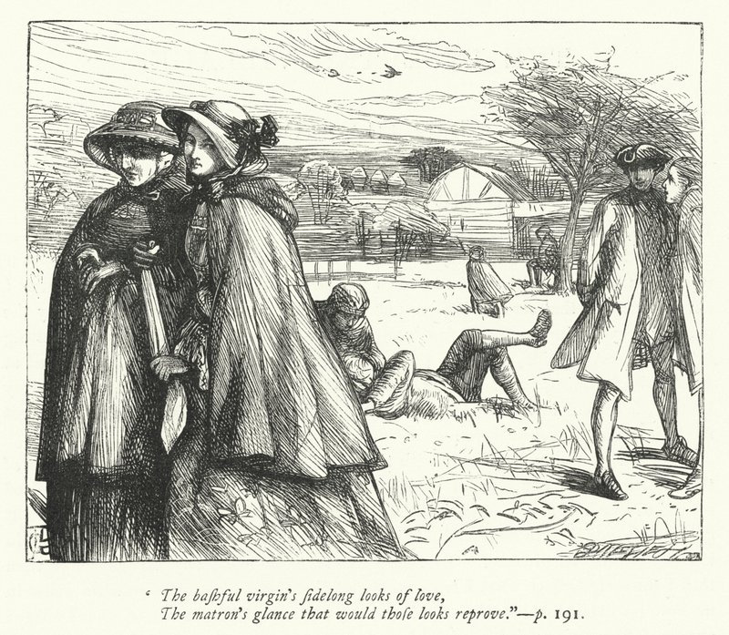 Illustrazione per Il villaggio abbandonato (incisione) da George John Pinwell