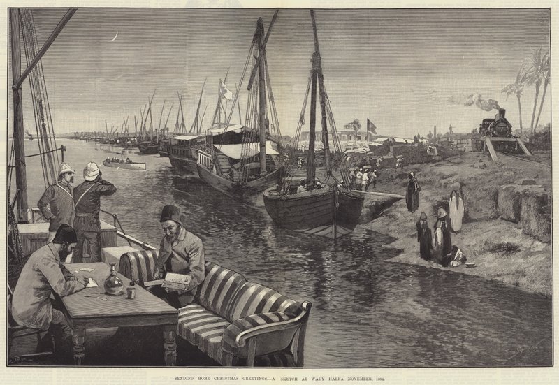 Invio di auguri di Natale a casa, uno schizzo a Wady Halfa, novembre 1884 da George L. Seymour