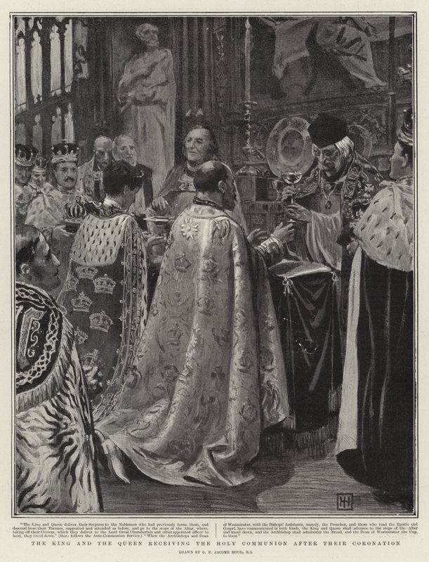 Il Re e la Regina che ricevono la Santa Comunione dopo la loro Incoronazione da George Percy Jacomb Hood