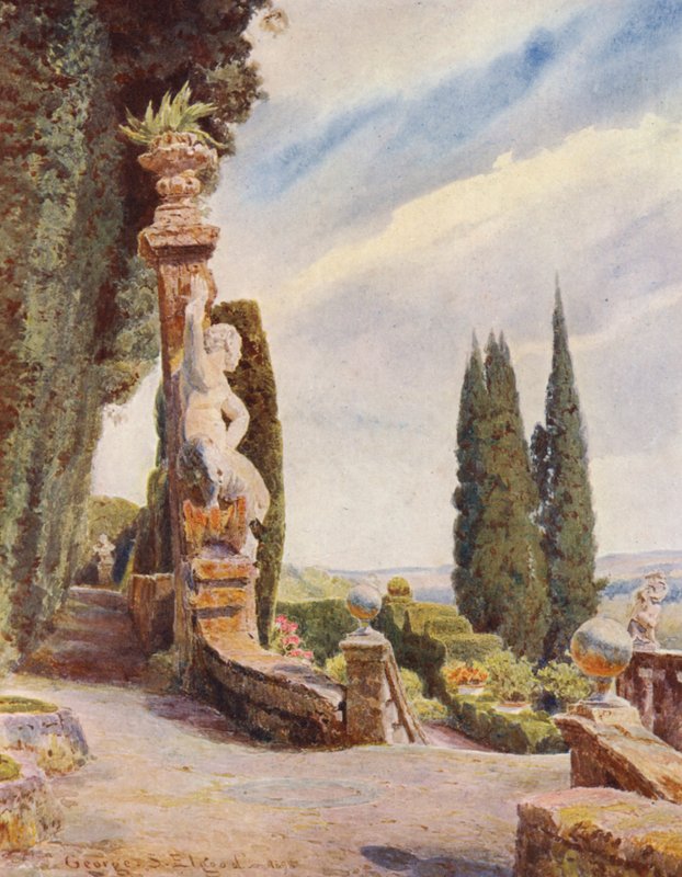 Giardini Italiani: Testa della Grande Scala, Villa Garzoni da George Samuel Elgood