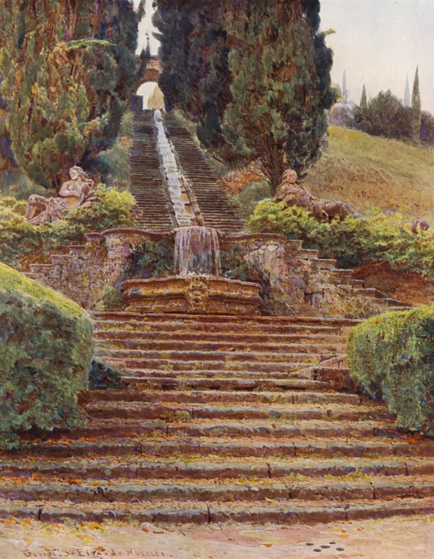 Giardini italiani: La cascata, Villa Cicogna da George Samuel Elgood