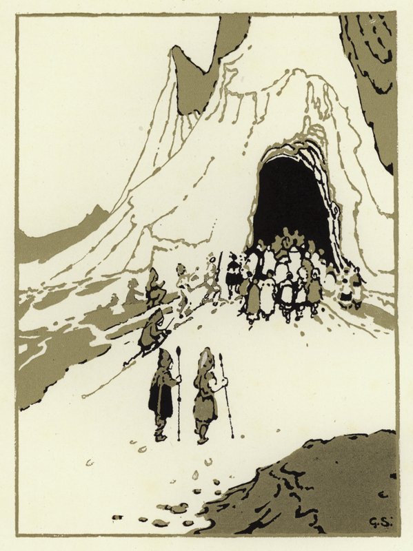Il popolo partì per trovare i giganti, presto arrivarono alla loro caverna da George Sheringham