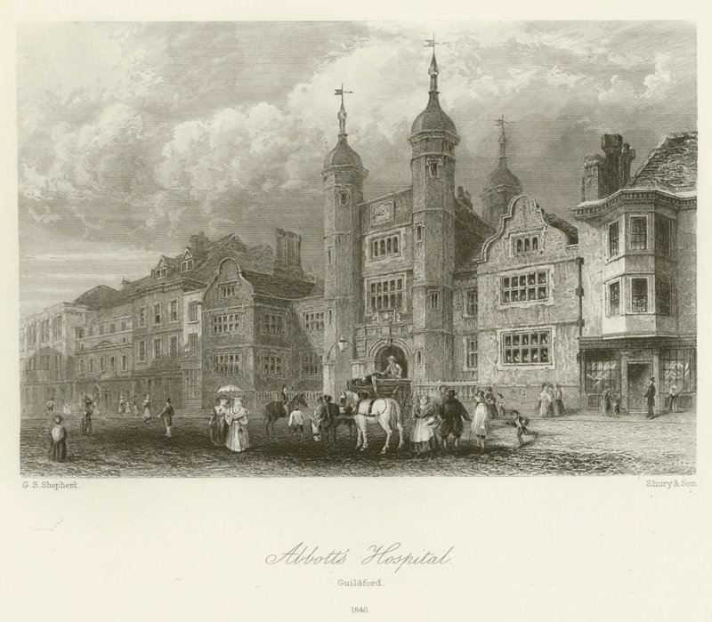 Ospedale di Abbotts, Guildford, 1840 da George Sidney after Shepherd