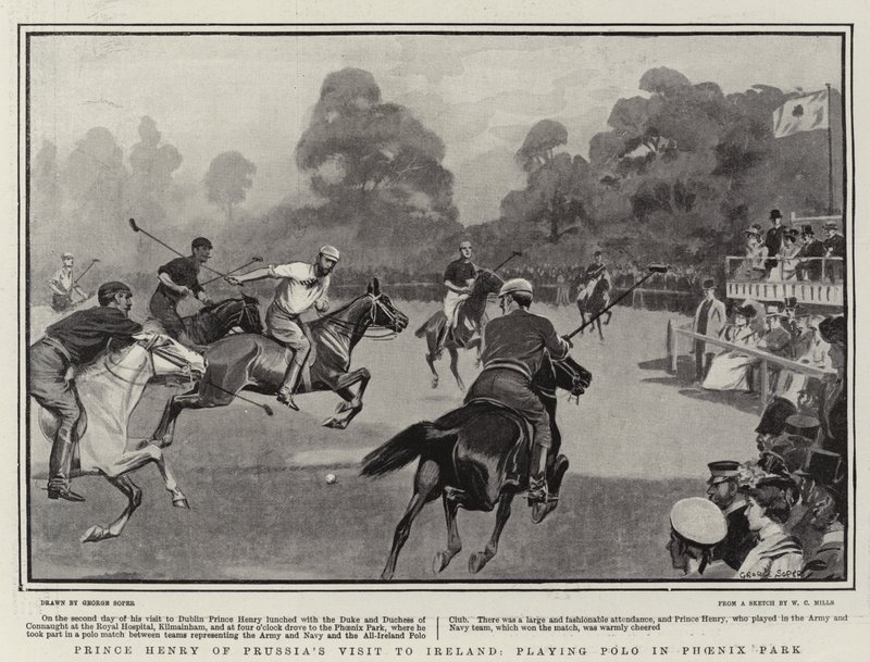 Visita del Principe Enrico di Prussia in Irlanda, giocando a Polo nel Phoenix Park da George Soper